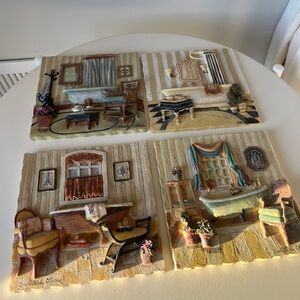 Charming Home Wall Decor Plaques Bathroom 3D - Multicolor Set of 4